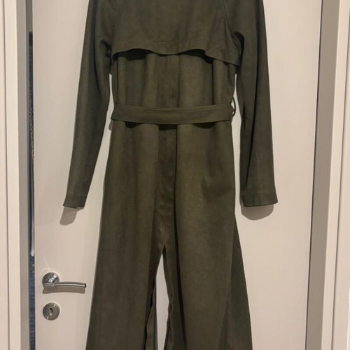 Religion faux suede trench coat very long new green