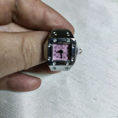 Vintage mini women's ring watch new, pink and silver