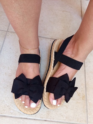 Shein sandals with bows, size 38, black and beige