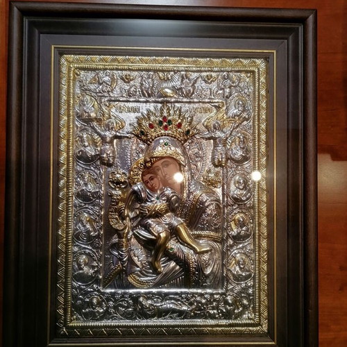 Panagia Axion Esti religious icon with 925 silver, new