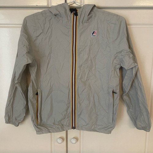 K-WAY kids waterproof jacket like new, light gray, size 140 cm