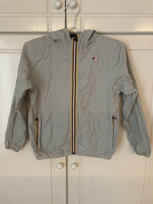 K-WAY kids waterproof jacket like new, light gray, size 140 cm