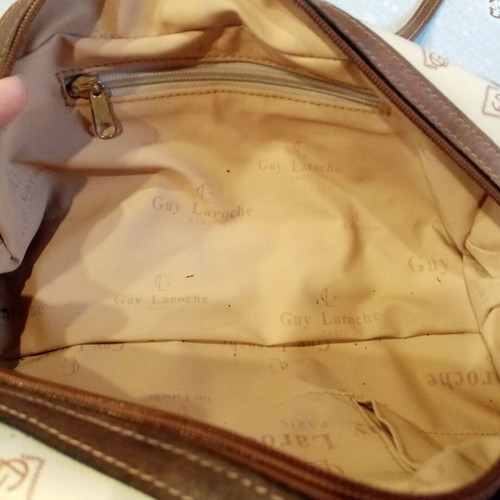 Guy Laroche shoulder bag used, beige and brown