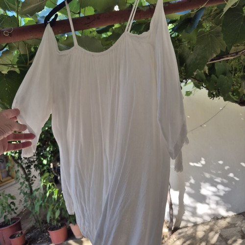 Off Shoulder Blouse used, cream, cotton, size XL