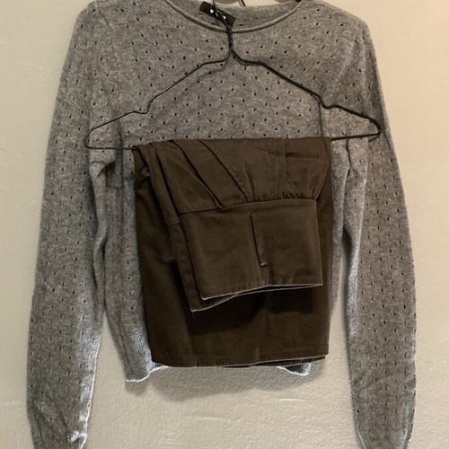 Skirt and blouse set like new, gray and brown, Small