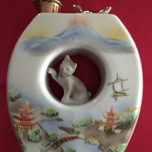 Japanese porcelain sake set used, 12 cups and carafe with tray