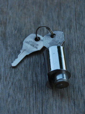 Telephone device padlock used, antique with two keys