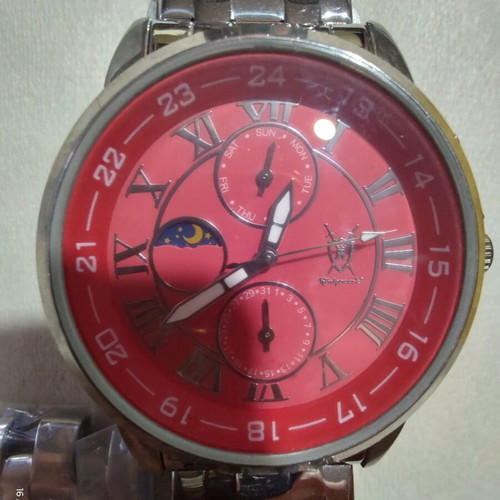 Königswerk men's multifunction watch with red dial and steel bracelet