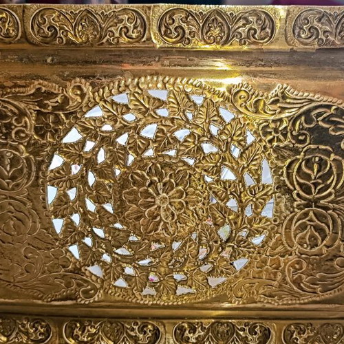 Old Bronze Plate with Relief Designs – Collectible Piece