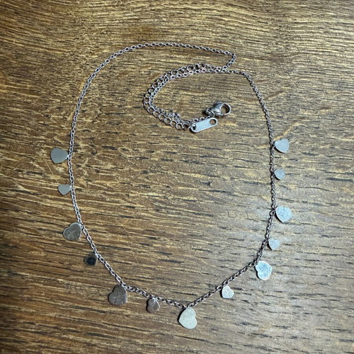 Necklace with hearts made of steel, new, silver color