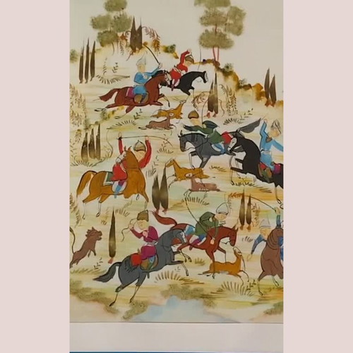 Persian traditional miniature painting used with Khatam frame
