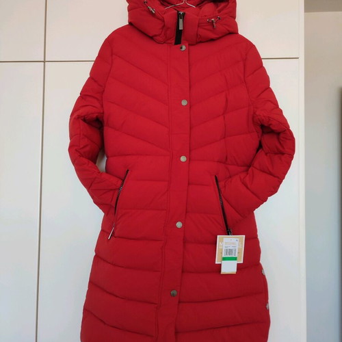 Michael Kors long red puffer jacket size L brand new