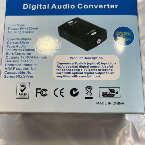 Digital Audio Converter Toslink to RCA new