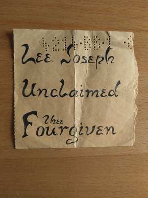 Εισιτήριο συναυλίας μεταχειρισμένο 1987 Lee Joseph Unclaimed Thee Fourgiven Θεσσαλονίκη