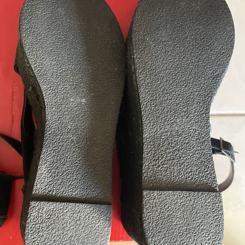 Espadrilles leather platform sandals black size 37 like new