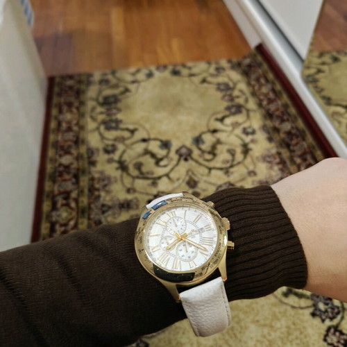 Oxette women's watch used, white leather strap
