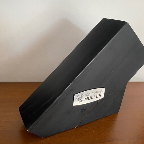 Wooden knife block Kochtopfhaus Müller used, heavy quality German brand