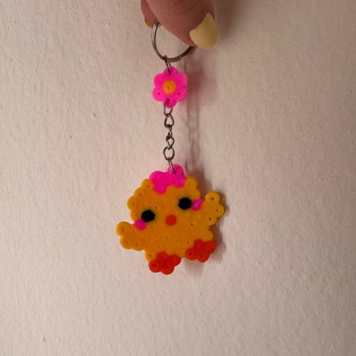Chick keychain like new, multicolored, made with beads