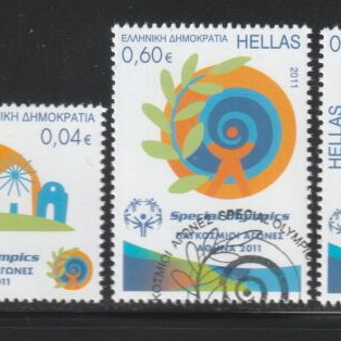 Hellas 2011 Special Olympics Athens complete stamp set with first day cancellation and full gum