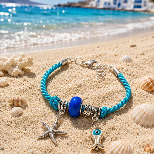 Handmade Summer Bracelet with regalon cord and summer charms