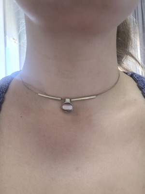 Women's necklace with subtle pale pink stone