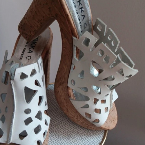 Kokka leather high-heeled mule with cork heel size 39