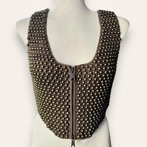 Temperley London Vest New Cotton Waistcoat with Metallic Beads