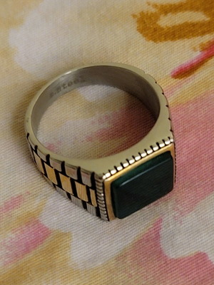 S.steel ring with green stone