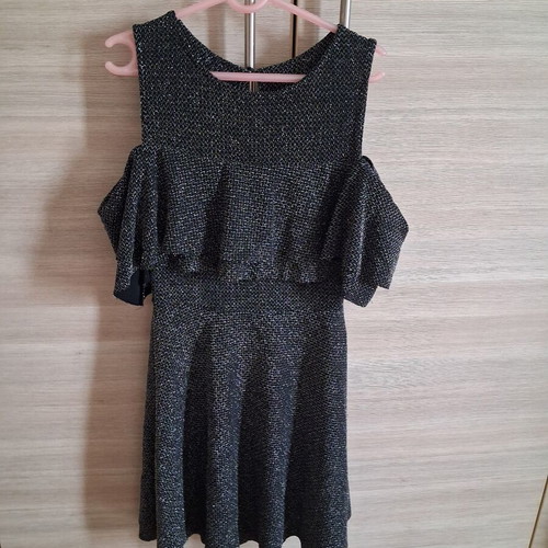 Shiny formal dress like new, black and silver, size 140-146 cm