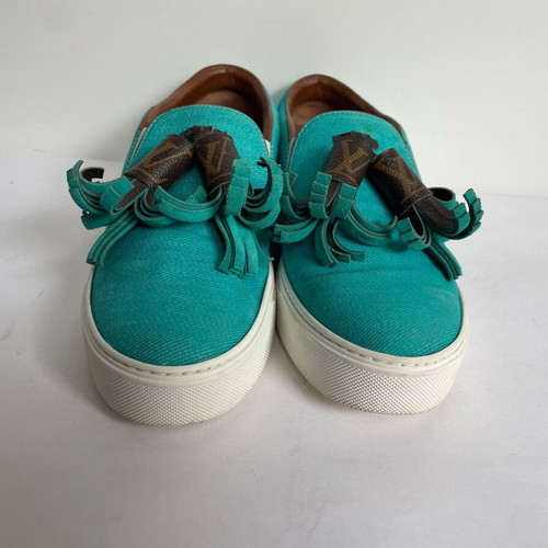 Louis Vuitton Slip On shoes used, turquoise, size 36.5