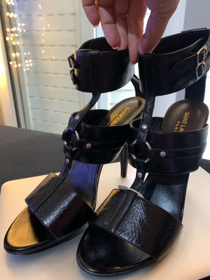 Saint Laurent T-Strap Leather Sandals Women’s Size 40 New Black