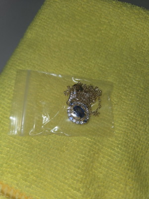 Necklace with synthetic sapphire new, blue and gold