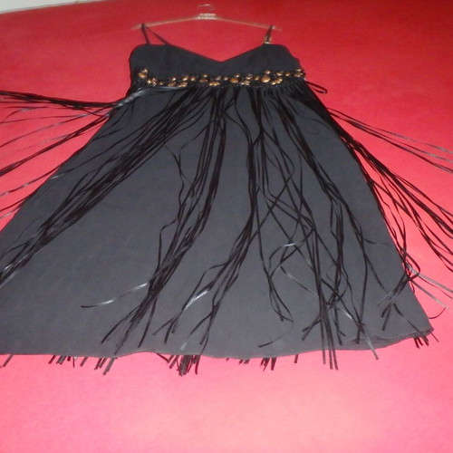 Raxevsky Midi Dress with Fringe Like New, Black, Size M