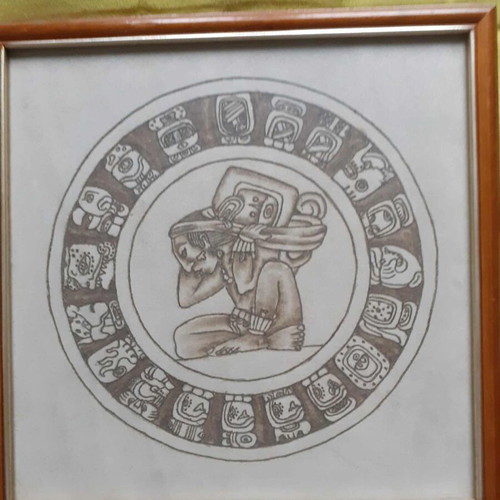 Framed artwork The Carrier of Time with wooden frame like new