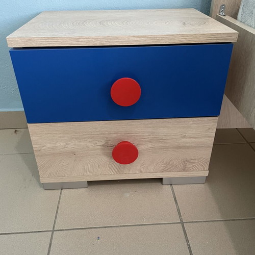 Children's bedroom set used with desk, bookshelf, nightstand, bed and mattress