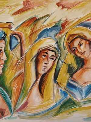 Thalassomanes acrylic watercolor on cardboard like new