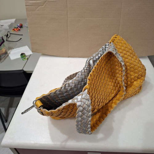 Women's shoulder bag, yellow and silver
