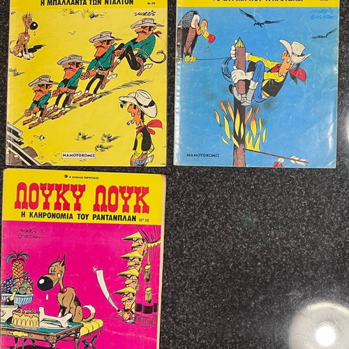 Lucky Luke comics used, issues 3, 9, 17, 28, 29, 36