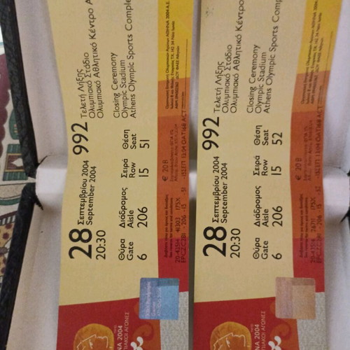 Closing Ceremony Tickets Paralympic Games Athens 2004 used