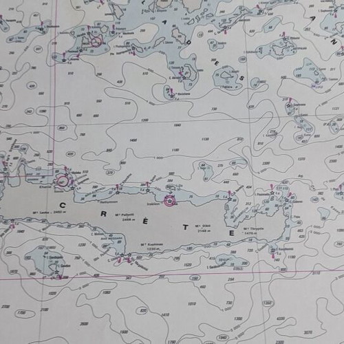 Nautical map 1972 like new, South Aegean, Crete, Cyprus, Peloponnese