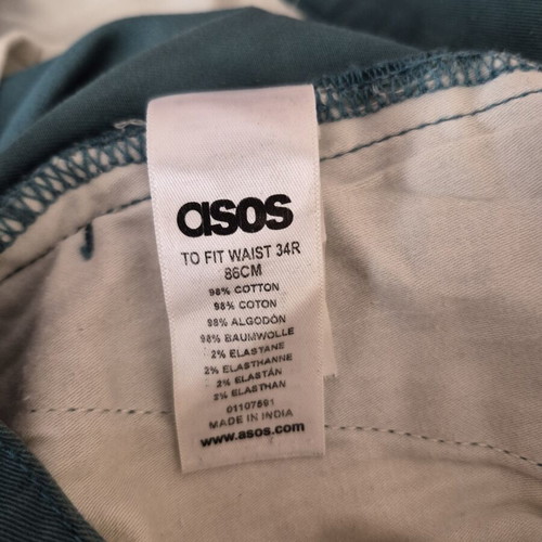 ASOS Chino Pants Slim Fit Used Petrol W34 L32