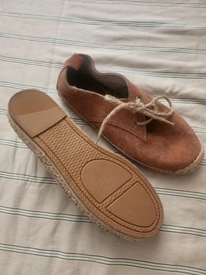 Beige espadrilles new, natural suede, size 37