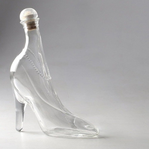 Glass small bottle shaped like stiletto shoe like new