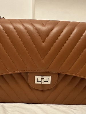 Guy Laroche shoulder bag, tan with silver details