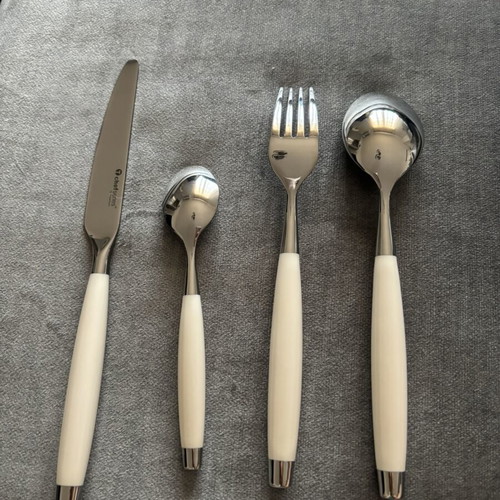 Tupperware cutlery set with white handles, new