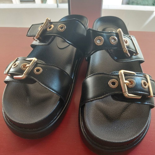 Luigi leather sandals black with gold details, new, size 41