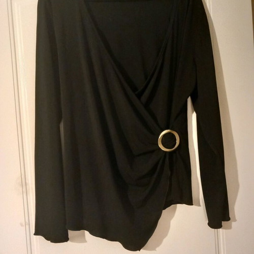 Elxis women's blouse black wrap like new, size L