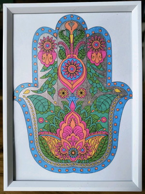 Hand-colored frame new, size 13×18, ideal for children's room