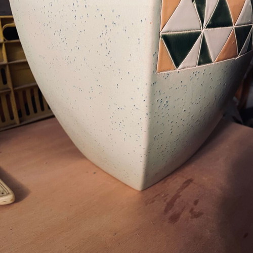 Ceramic green planters with design set of 3 pieces with hole 25cm large