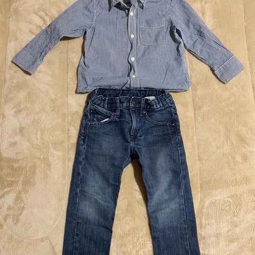 H&M denim pants and shirt set for boy 2-3 years used